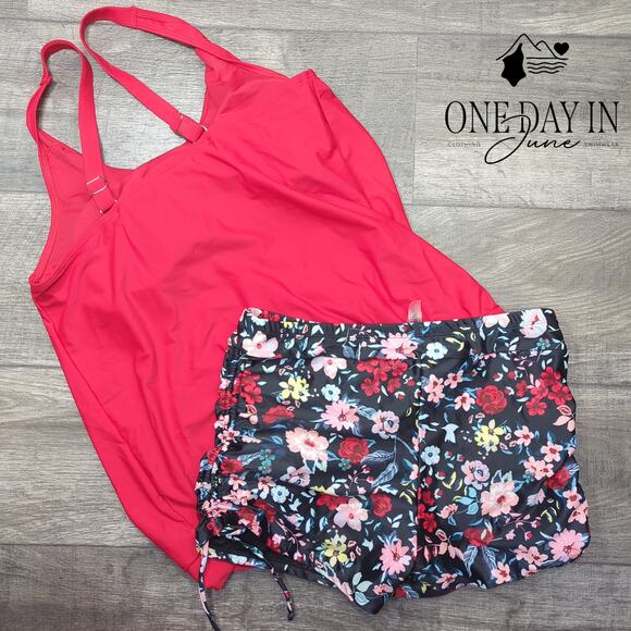 Yonique Boyshort Blouson Tankini Swimsuit Size L - Picture 6 of 6